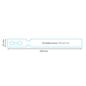25 x 230 mm Self-Tie Loop-Lock Labels, 4-across, WHITE