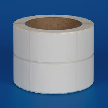 40 x 66 mm matt finish synthetic self-adhesive labels - 2-across - thermal transfer printable rolls - waterproof - horticulture - steel - chemicals - industrial