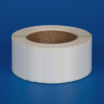 50 x 25 mm matt finish synthetic self-adhesive labels - 1-across - thermal transfer printable rolls - waterproof - horticulture - steel - chemicals - industrial