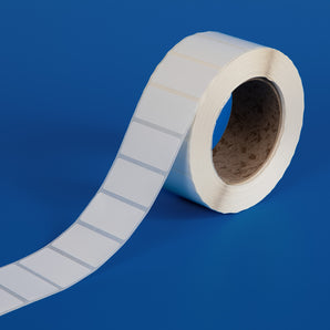 50 x 25 mm matt finish synthetic self-adhesive labels - 1-across - thermal transfer printable rolls - waterproof - horticulture - steel - chemicals - industrial