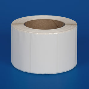 75 x 40 mm gloss finish synthetic self-adhesive labels - 1-across - thermal transfer printable rolls - waterproof - horticulture - steel - chemicals - industrial