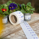 75 x 40 mm gloss finish synthetic self-adhesive labels - 1-across - thermal transfer printable rolls - waterproof - horticulture - steel - chemicals - industrial