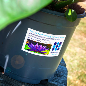 matt finish synthetic self-adhesive labels - 21 per sheet - laser and inkjet printable - waterproof - horticulture - steel - chemicals - industrial