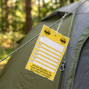 Camping Tags made with Tyvek® - 125mm x 152mm - 5 Colours