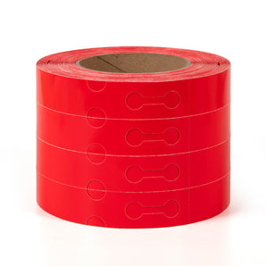 25 x 191mm Gloss Red Self-Tie Labels x 1000, 4-across